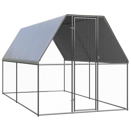 Fasba Outdoor-Hühnerkäfig Hühnerstall Hühnerhaus Geflügelstall Freilaufgehege Kaninchenstall 2x4x2 m Verzinkter Stahl von Fasba