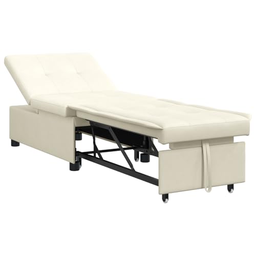 Fasba Schlafsofa 3-in-1 Ausziehbar Creme Samt, Tagesbett Multifunktionsbett für Wohnzimmer Homeoffice Gästebereich von Fasba