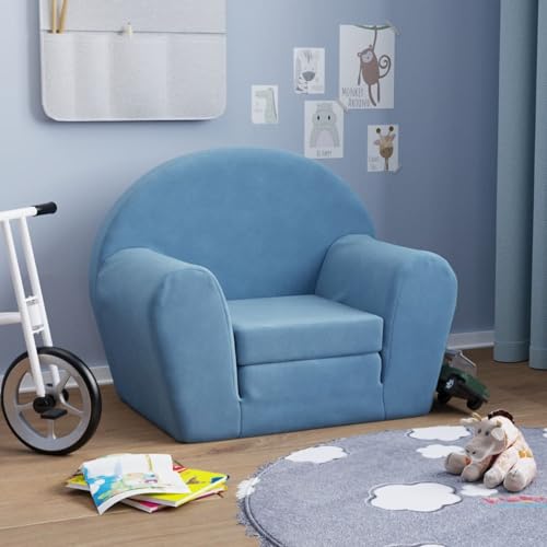 Fasba Schlafsofa für Kinder Blau Weich Plüsch, Schlafsofa Gästesofa Bettsofa für Wohnzimmer Schlafzimmer Heimkino356996 von Fasba