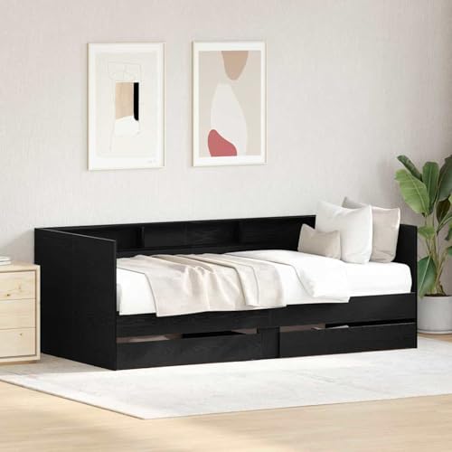 Fasba Schwarzes Tagbett mit Schubladen Schwarzes Eichenholz Holzwerkstoff, Schlafsofa Gästesofa Bettsofa für Wohnzimmer Schlafzimmer Heimkino3334007 von Fasba
