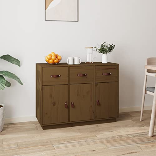 Fasba Sideboard Schrank Anrichte Beistellschrank Kommode Mehrzweckschrank Standschrank Wohnzimmerschrank Honigbraun 100x40x75cm Massivholz Kiefer von Fasba