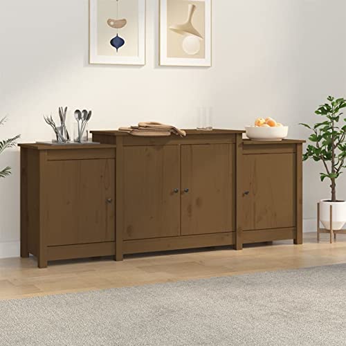 Fasba Sideboard Schrank Anrichte Beistellschrank Kommode Mehrzweckschrank Standschrank Wohnzimmerschrank Honigbraun 164x37x68cm Massivholz Kiefer von Fasba