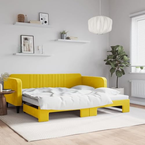 Fasba Tagesbett Ausziehbar Gelb 100x200 cm Samt, Schlafsofa Gästesofa Bettsofa für Wohnzimmer Schlafzimmer Heimkino3197075 von Fasba