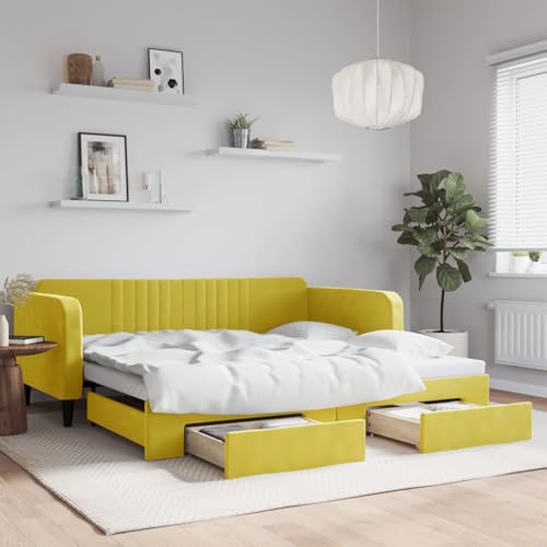 Fasba Tagesbett Ausziehbar mit Schubladen Gelb 100x200 cm Samt, Schlafsofa Gästesofa Bettsofa für Wohnzimmer Schlafzimmer Heimkino3197123 von Fasba