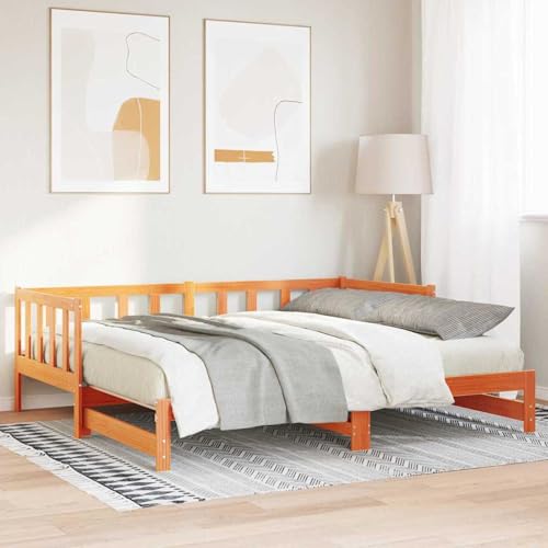 Fasba Tagesbett Ausziehbar ohne Matratze Wachsbraun 2X(90x190) cm, Schlafsofa Gästesofa Bettsofa für Wohnzimmer Schlafzimmer Heimkino867847 von Fasba