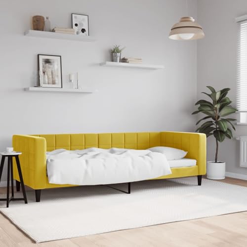 Fasba Tagesbett Gelb 80x200 cm Samt, Schlafsofa Gästesofa Bettsofa für Wohnzimmer Schlafzimmer Heimkino354006 von Fasba