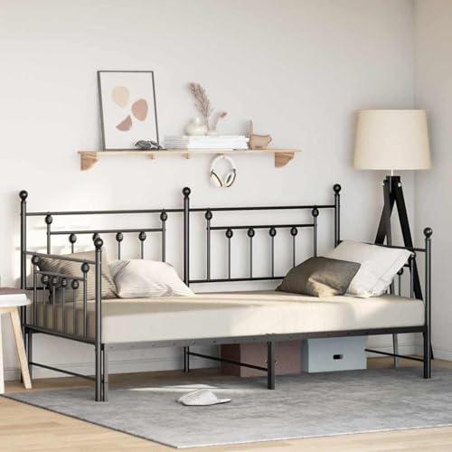 Fasba Tagesbettgestell mit Bettkasten in Schwarz, 90x190 cm aus Stahl, Schlafsofa Gästesofa Bettsofa für Wohnzimmer Schlafzimmer Heimkino42002665 von Fasba