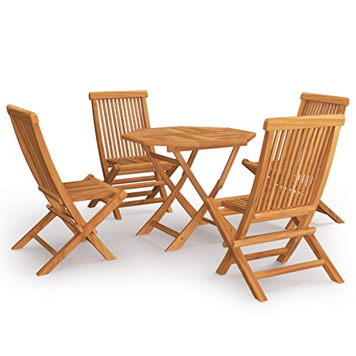 Fasba Teak Massiv Gartenmöbel Set 5-TLG. Klappbar Gartengarnitur Sitzgruppe Gartenset Sitzgarnitur Gartentisch Gartenstuhl Tisch Stühle von Fasba