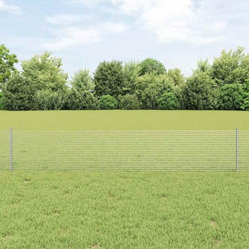 Feuerverzinkter Drahtzaun mit 11 U-Posts Silber 0,4x25 m Stahl, Zaunpfosten Pfosten Weidenetze für Weidezaun Bauernhof Vieh Haustierschutz3336345 von Fasba