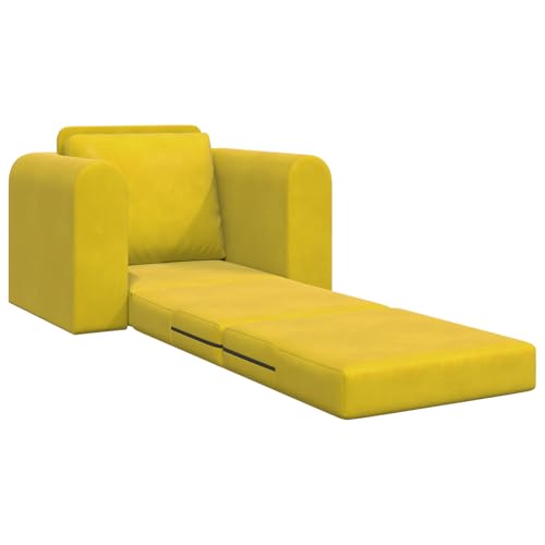 Fußboden Sofabett 2-in-1 Gelb 98x71x83 cm Velours, Tagesbett Multifunktionsbett für Wohnzimmer Homeoffice Gästebereich von Fasba
