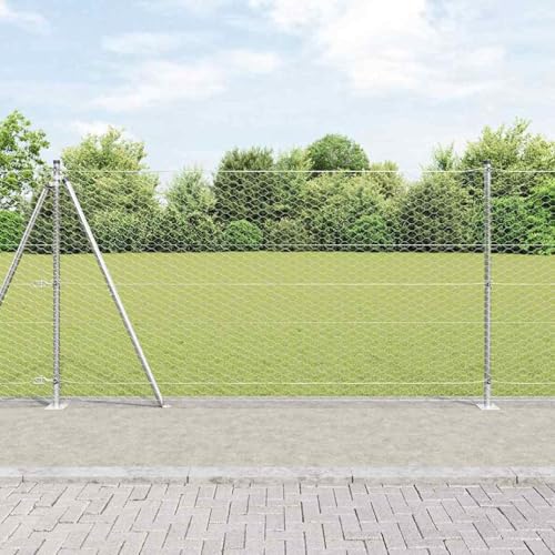 Hexagon-Zaun 1,2 x 50 m, Zaunpfosten mit Bodenplatten 13 Stück Ø32mm 68,5 cm verzinkter Stahl, Zaunpfosten Pfosten Weidenetze für Weidezaun Bauernhof Vieh Haustierschutz3353840 von Fasba