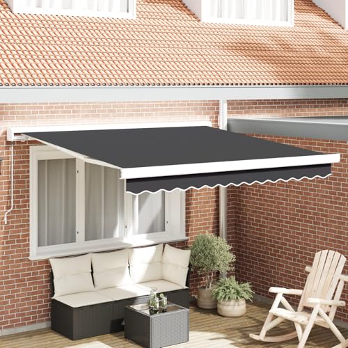 Manuelle Einziehbare Markise Anthrazit 300x250 cm, Außenmarkise Gelenkarmmarkise für Wohnmobil Hauseingang Terrasse Eingangsbereich Café3329929 von Fasba