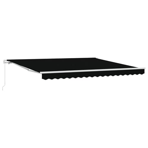 Manuelle Einziehbare Markise Schwarz 400x350 cm, Außenmarkise Gelenkarmmarkise für Wohnmobil Hauseingang Terrasse Eingangsbereich Café3330775 von Fasba