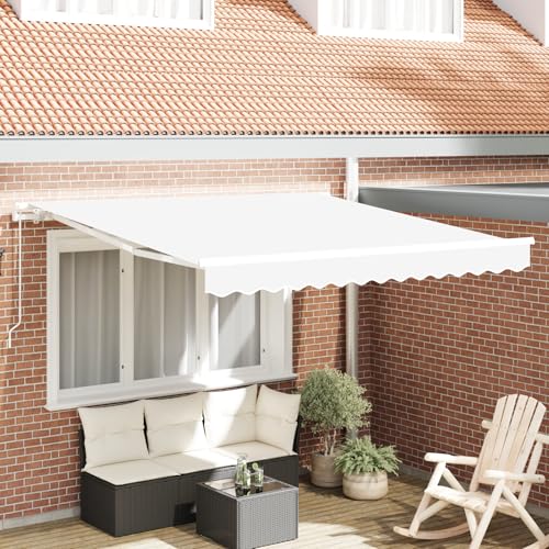 Manuelle Einziehbare Markise Weiß 350x250 cm, Außenmarkise Gelenkarmmarkise für Wohnmobil Hauseingang Terrasse Eingangsbereich Café3330357 von Fasba
