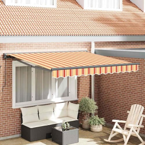 Manuelle ausziehbare Markise Gelb und Orange 300x250 cm, Außenmarkise Gelenkarmmarkise für Wohnmobil Hauseingang Terrasse Eingangsbereich Café3329977 von Fasba