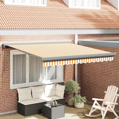 Manuelle einziehbare Markise Gelb und Weiß 300x250 cm, Außenmarkise Gelenkarmmarkise für Wohnmobil Hauseingang Terrasse Eingangsbereich Café3329925 von Fasba