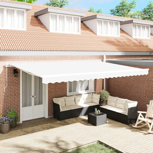 Manuelle einziehbare Markise Weiß 500x300 cm, Außenmarkise Gelenkarmmarkise für Wohnmobil Hauseingang Terrasse Eingangsbereich Café3331351 von Fasba