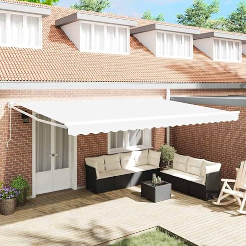 Manuelle einziehbare Markise Weiß 500x300 cm, Außenmarkise Gelenkarmmarkise für Wohnmobil Hauseingang Terrasse Eingangsbereich Café3331359 von Fasba