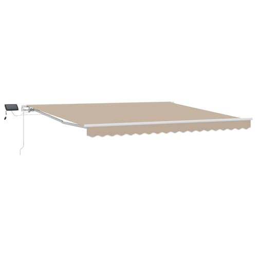 Manuelle einziehbare Markise mit LED Beige 400x300 cm, Außenmarkise Gelenkarmmarkise für Wohnmobil Hauseingang Terrasse Eingangsbereich Café3330608 von Fasba