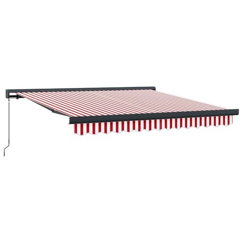 Manuelle einziehbare Markise rot und weiß gestreift 350x250 cm, Außenmarkise Gelenkarmmarkise für Wohnmobil Hauseingang Terrasse Eingangsbereich Café3330281 von Fasba