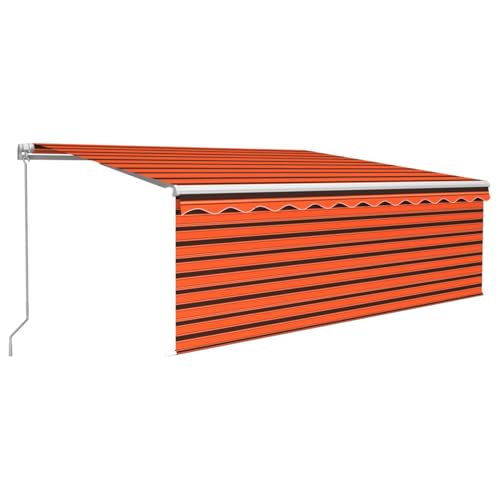 Markise Manuell Einziehbar mit Rollo 4,5x3 m Orange & Braun, Außenmarkise Gelenkarmmarkise für Wohnmobil Hauseingang Terrasse Eingangsbereich Café3069320 von Fasba