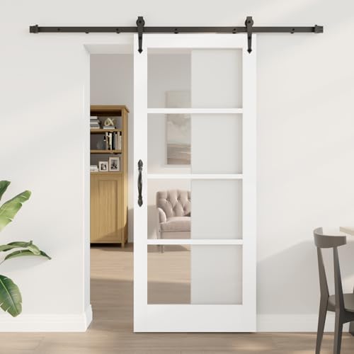 Schiebetür mit Zubehör Set Weiß 83x202 cm, Innentür mit Glas Weiß 83x202x4 cm, Vielseitiges Schiebetür Komplettset für Innentüren Restaurants Hotels oder als Trennwand im Wohnraum3332390 Schiebetür mit Zubehör Set Weiß 83x202 cm, Innentür mit Glas Weiß 83x202x4 cm, Vielseitiges Schiebetür Komplettset für Innentüren Restaurants Hotels oder als Trennwand im Wohnraum3332390 von Fasba