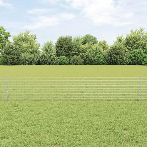 Schweißdrahtzaun mit 44 U-Posts Silber 0,4x100 m Stahl, Zaunpfosten Pfosten Weidenetze für Weidezaun Bauernhof Vieh Haustierschutz3336415 von Fasba