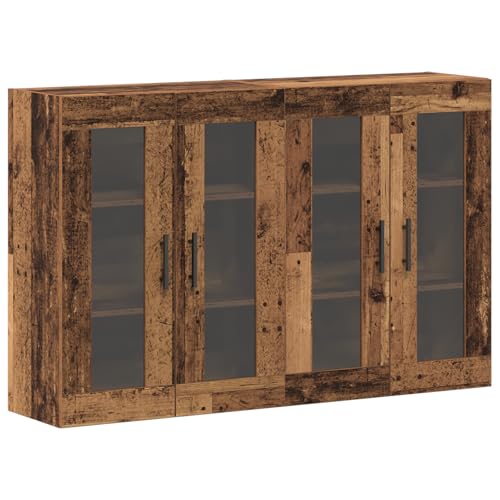 Wandmontierte Schränke 2 Stück Altholz 69.5x34x90 cm Massivholz, Badschrank Küchenschrank Stauraum-Kommode für Küche Esszimmer Flur von Fasba