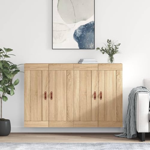 Wandschränke 2 STK. Sonoma-Eiche Holzwerkstoff, Badschrank Küchenschrank Stauraum-Kommode für Küche Esszimmer Flur von Fasba