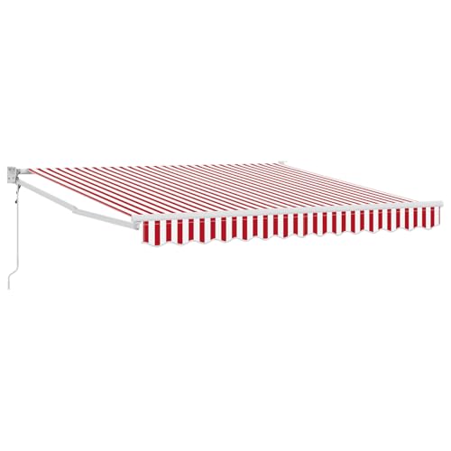 automatische einziehbare Markise rot-weiß gestreift 350x250 cm, Außenmarkise Gelenkarmmarkise für Wohnmobil Hauseingang Terrasse Eingangsbereich Café3330276 von Fasba
