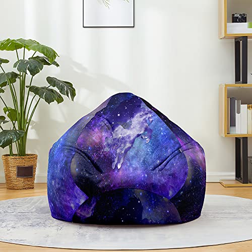 Fasbuy Bean Bag Cover Without Filling, Starry Sky Pattern, Removable and Washable Bean Bag Chair Cover, Soft Giant Toy Storage Stuffed Animal for Outdoor and Indoor (Romantische lila,70x80cm) von Fasbuy