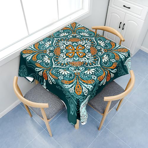 Fasbuy Boho Square Tablecloth with Clips, Table Cloth Stain Resistant Party Tablecloth Wipe Clean Spill-Proof Dust-Proof Elegant Table Cloth for Dinner Festival (Dunkelgrün,85x85cm) von Fasbuy