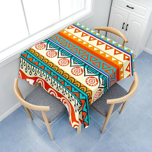 Fasbuy Boho Square Tablecloth with Clips, Table Cloth Stain Resistant Party Tablecloth Wipe Clean Spill-Proof Dust-Proof Elegant Table Cloth for Dinner Festival (Orangegrün,80x80cm) von Fasbuy