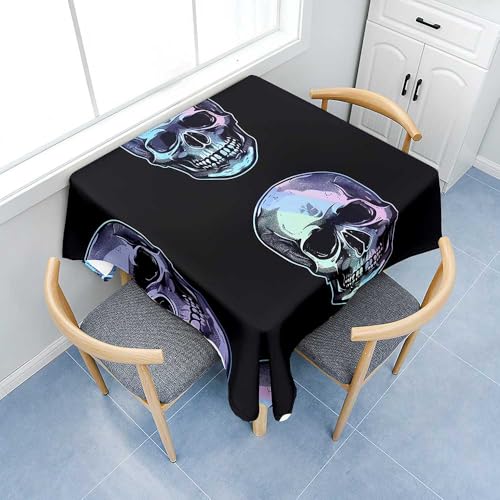 Fasbuy Halloween Tischdecke Abwaschbar, Quadratisch TischdeckenTischtuch aus Polyester Wasserabweisend mit Lotuseffekt, Draußen Tischwäsche Tischtuchklammern (Blau,200x200cm) von Fasbuy