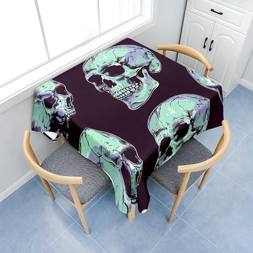 Fasbuy Halloween Tischdecke Abwaschbar, Quadratisch TischdeckenTischtuch aus Polyester Wasserabweisend mit Lotuseffekt, Draußen Tischwäsche Tischtuchklammern (Grün,100x100cm) von Fasbuy