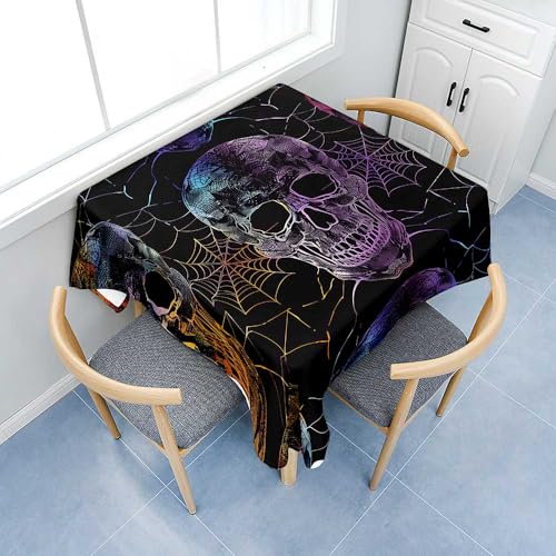 Fasbuy Halloween Tischdecke Abwaschbar, Quadratisch TischdeckenTischtuch aus Polyester Wasserabweisend mit Lotuseffekt, Draußen Tischwäsche Tischtuchklammern (Lila,85x85cm) von Fasbuy