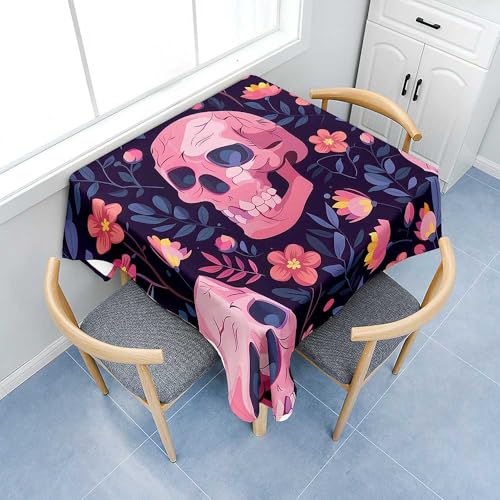 Fasbuy Halloween Tischdecke Abwaschbar, Quadratisch TischdeckenTischtuch aus Polyester Wasserabweisend mit Lotuseffekt, Draußen Tischwäsche Tischtuchklammern (Rosa,85x85cm) von Fasbuy