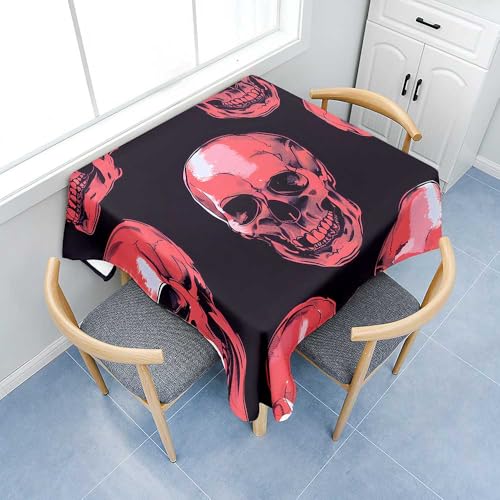 Fasbuy Halloween Tischdecke Abwaschbar, Quadratisch TischdeckenTischtuch aus Polyester Wasserabweisend mit Lotuseffekt, Draußen Tischwäsche Tischtuchklammern (Rot,85x85cm) von Fasbuy