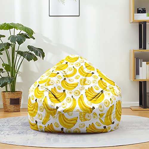 Fasbuy Sitzsack 3D Obst, Sitzsack Bezug Ohne Füllung，Flauschiger Sofabettbezug, für Wohnzimmer Gaming Sofa Lounge, für Kinder Erwachsene Indoor Outdoor (Gelbe Banane,90x110cm) von Fasbuy