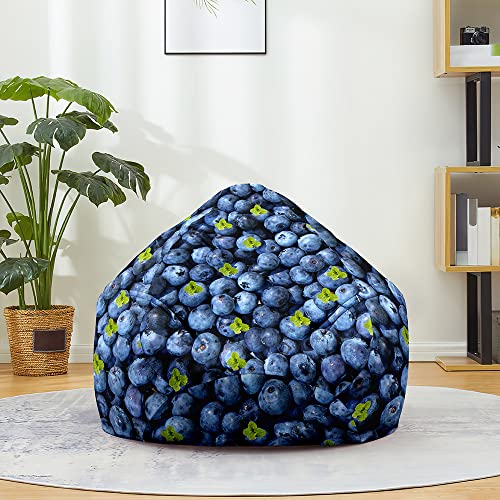 Fasbuy Sitzsack 3D Obst, Sitzsack Bezug Ohne Füllung，Flauschiger Sofabettbezug, für Wohnzimmer Gaming Sofa Lounge, für Kinder Erwachsene Indoor Outdoor (Köstliche Blaubeeren,90x110cm) von Fasbuy