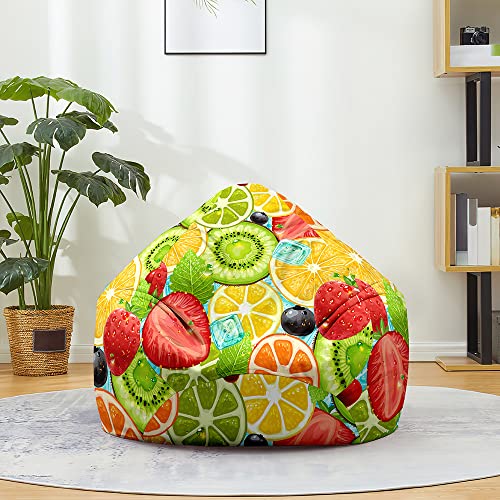 Fasbuy Sitzsack 3D Obst, Sitzsack Bezug Ohne Füllung，Flauschiger Sofabettbezug, für Wohnzimmer Gaming Sofa Lounge, für Kinder Erwachsene Indoor Outdoor (Obst Party,70x80cm) von Fasbuy