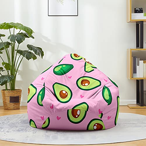 Fasbuy Sitzsack Bezug, Sitzsack Ohne Füllung für Kinder Erwachsene, Comfort Waschbar, Obst Drucke Bean Bag für Indoor Outdoor Stofftier Spielzeug Aufbewahrung (Avocado,70x80cm) von Fasbuy