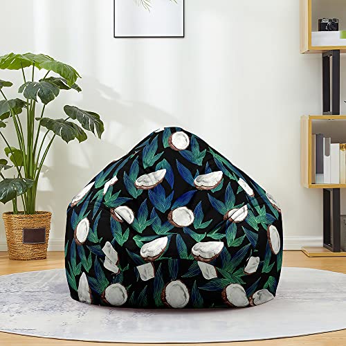 Fasbuy Sitzsack Bezug, Sitzsack Ohne Füllung für Kinder Erwachsene, Comfort Waschbar, Obst Drucke Bean Bag für Indoor Outdoor Stofftier Spielzeug Aufbewahrung (Kokosnuss,80x90cm) von Fasbuy