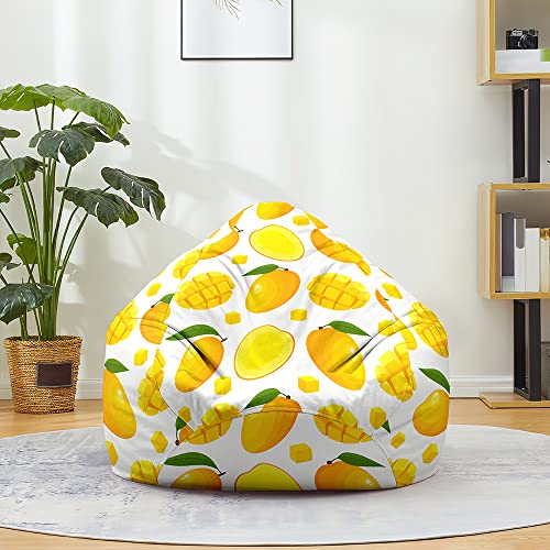 Fasbuy Sitzsack Bezug, Sitzsack Ohne Füllung für Kinder Erwachsene, Comfort Waschbar, Obst Drucke Bean Bag für Indoor Outdoor Stofftier Spielzeug Aufbewahrung (Mango,70x80cm) von Fasbuy