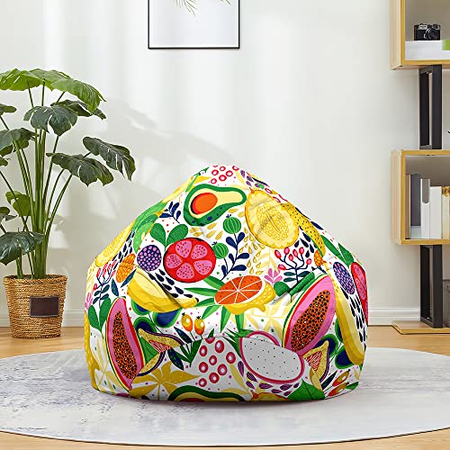 Fasbuy Sitzsack Bezug, Sitzsack Ohne Füllung für Kinder Erwachsene, Comfort Waschbar, Obst Drucke Bean Bag für Indoor Outdoor Stofftier Spielzeug Aufbewahrung (Sommer,80x90cm) von Fasbuy