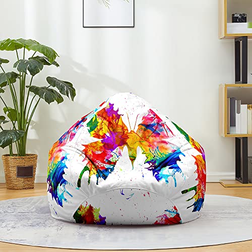 Fasbuy Sitzsack Bezug, Sitzsack Ohne Füllung für Kinder Erwachsene, Comfort Waschbar, Schmetterling Druck Bean Bag für Indoor Outdoor Stofftier Spielzeug Aufbewahrung (Mehrfarbig,L) von Fasbuy