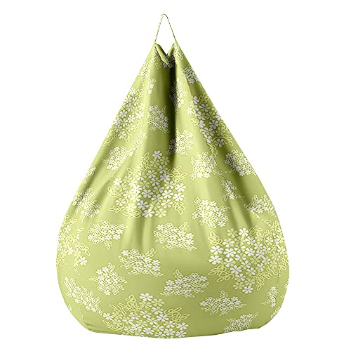 Fasbuy Sitzsack Bezug, Sitzsack Ohne Füllung für Kinder Erwachsene, Einfache Blumendrucke 3D Bean Bag für Indoor Outdoor Stofftier Spielzeug Aufbewahrung (Grün,80x90cm) von Fasbuy