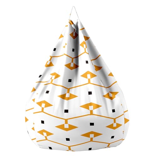 Fasbuy Sitzsack Bezug, Sitzsack Ohne Füllung für Kinder Erwachsene, Geometrischer Druck Bean Bag für Indoor Outdoor Stofftier Spielzeug Aufbewahrung (Gelb,S) von Fasbuy