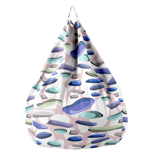 Fasbuy Sitzsack Bezug, Sitzsack Ohne Füllung für Kinder Erwachsene, Kopfsteinpflaster Drucke Bean Bag für Indoor Outdoor Stofftier Spielzeug Aufbewahrung (Blau,XXL) von Fasbuy