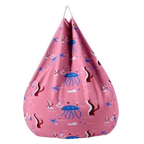 Fasbuy Sitzsack Bezug, Sitzsack Ohne Füllung für Kinder Erwachsene, Meerestiere 3D Bean Bag für Indoor Outdoor Stofftier Spielzeug Aufbewahrung (Seetang,XL) von Fasbuy
